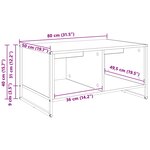 vidaXL Table basse Gris Sonoma 80 x 50 x 40 cm Bois d'ingénierie