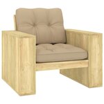 vidaXL Chaise de jardin avec coussins beige Bois de pin imprégné