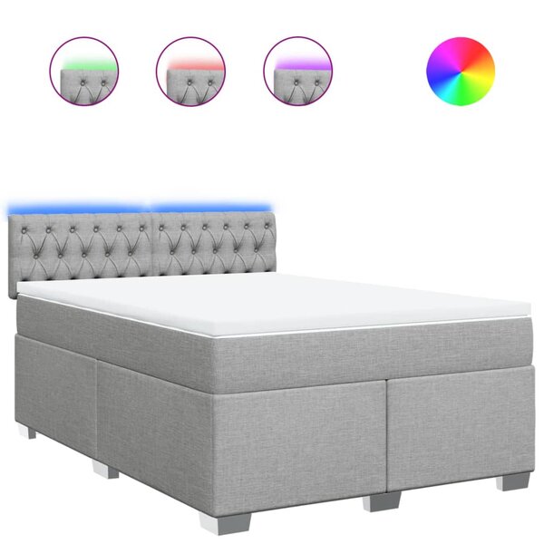 vidaXL Sommier à lattes de lit avec matelas Gris clair 140x200cm Tissu
