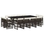 vidaXL Ensemble à manger de jardin avec coussins 13 Pièces marron rotin