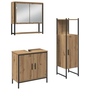vidaXL Ensemble de mobilier de salle de bain avec étagère 3 Pièces Marron