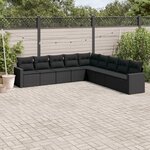 vidaXL Salon de jardin 9 Pièces avec coussins noir résine tressée