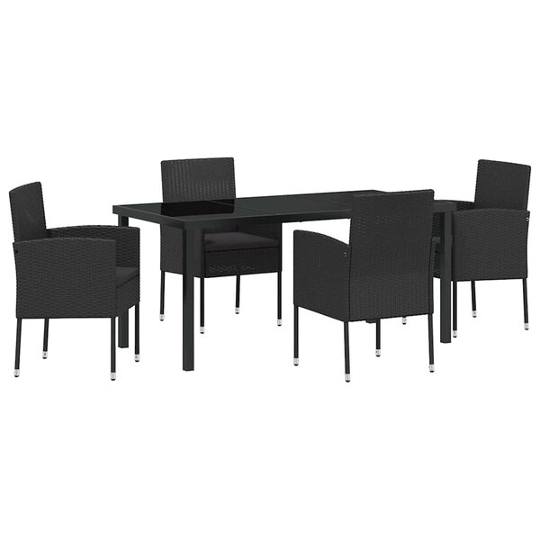 vidaXL Ensemble de salle à manger pour jardin 5 Pièces Noir Poly rotin