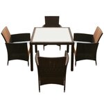 vidaXL Ensemble à manger d'extérieur 5Pièces avec coussins Résine tressée