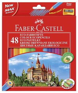 Etui Lot de 48 crayons de couleur Hexagonal ECOavec Taille-Crayons FABER-CASTELL