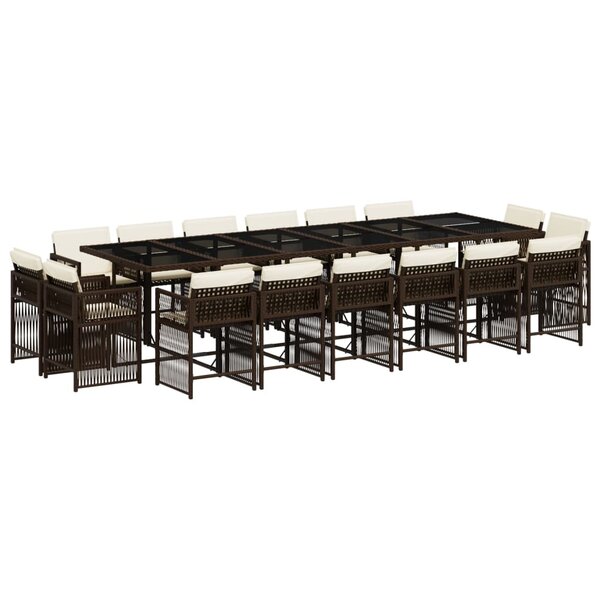 vidaXL Ensemble à manger de jardin et coussins 17 Pièces marron rotin