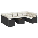 vidaXL Ensemble de canapé de jardin 10 Pièces Noir et blanc Poly rotin
