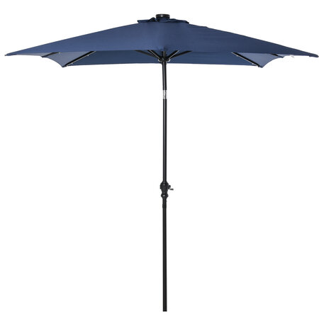 Parasol lumineux rectangulaire inclinable dim. 2 68L x 2 05l x 2 48H m parasol LED solaire métal polyester haute densité bleu