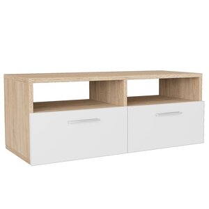 vidaXL Meuble TV Bois d’ingénierie 95x35x36 cm Chêne et blanc