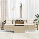 vidaXL Ensemble de canapé de jardin 5 Pièces Beige Poly rotin