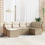 vidaXL Ensemble de canapé de jardin 6 Pièces Beige Poly rotin