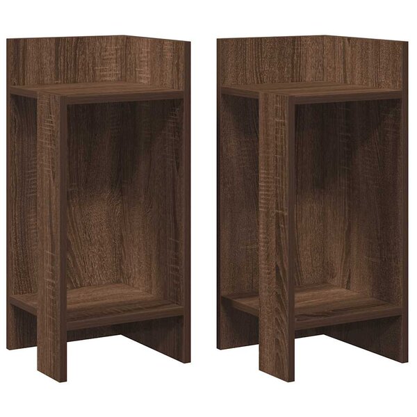 vidaXL Tables d'appoint 2 Pièces avec étagère chêne marron 25 5x27x60 cm