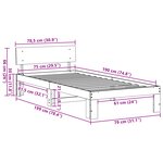 vidaXL Cadre de lit avec tête de lit blanche 75x190 cm en bois de pin massif