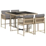 vidaXL Ensemble à manger de jardin coussins 5 Pièces mélange beige rotin