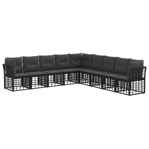 vidaXL Ensemble de canapés d'extérieur Noir Polyester
