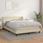 vidaXL Sommier à lattes de lit avec matelas Crème 140x200cm Similicuir