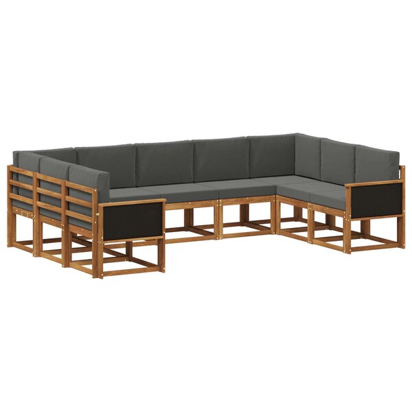 vidaXL Ensemble de canapés d'extérieur 9 pc Naturel et Anthracite