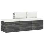 vidaXL Salon palette de jardin 3 Pièces avec coussins Bois de pin massif