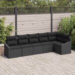 vidaXL Ensemble de salle à manger pour jardin avec coussin 6 Pièces Noir