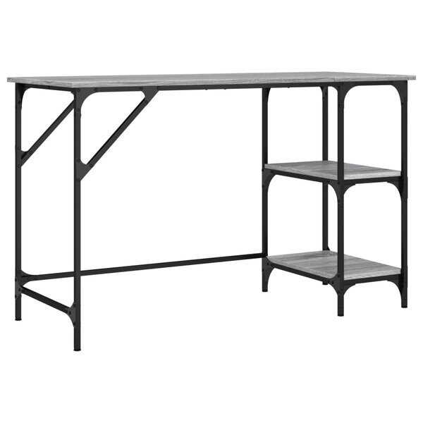Bureau table poste de travail meuble d'ordinateur informatique étude sonoma 120 x 50 x 75 cm métal et bois d'ingénierie gris 02_0023946