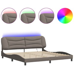 vidaXL Cadre de lit avec LED sans matelas Hvar taupe 200x200 cm tissu