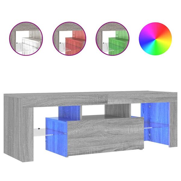 vidaXL Meuble TV avec lumières LED sonoma gris 120x35x40 cm