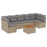vidaXL Salon de jardin avec coussins 8Pièces mélange beige résine tressée