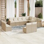 vidaXL Salon de jardin avec coussins 12 Pièces beige résine tressée