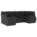 vidaXL Salon de jardin 6 Pièces avec coussins noir résine tressée