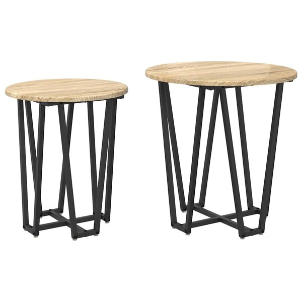 vidaXL Ensemble de tables d'appoint 2 Pièces Chêne Sonoma et noir