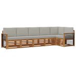 vidaXL Ensemble de canapés d'extérieur 6 pc Gris Naturel et Clair
