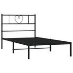 vidaXL Cadre de lit métal avec tête de lit noir 90x190 cm