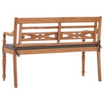 Vidaxl banc batavia avec coussin gris foncé 120 cm bois de teck massif