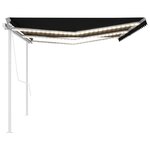 vidaXL Auvent automatique et capteur de vent et LED 6x3 5 m Anthracite