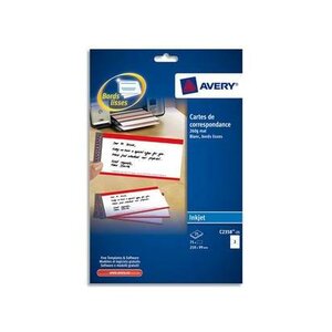 Pochette de 75 cartes de correspondance Quick&Clean 260g impression recto verso AVERY ZWECKFORM
