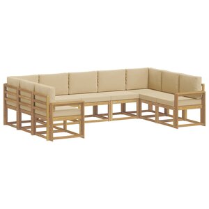 vidaXL Ensemble de canapés d'extérieur 9 Pièces Blanc et Beige