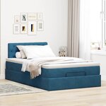 vidaXL Lit ottoman avec matelas et LED bleu foncé 90x200cm velours