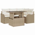 vidaXL Ensemble de canapé de jardin 5 pc Beige Poly Rattan