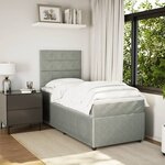 vidaXL Sommier à lattes de lit et matelas Gris clair 90x190 cm Velours