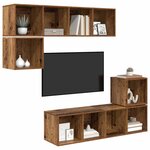 vidaXL Ensemble meuble TV 4 Pièces Bois Ancien Bois d'ingénierie