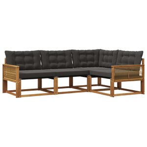 vidaXL Ensemble de canapés d'extérieur 4 pc Naturel et noir