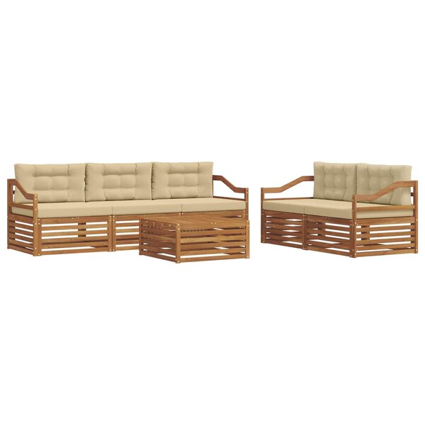 vidaXL Ensemble de canapés d'extérieur 6 pc Naturel et Beige