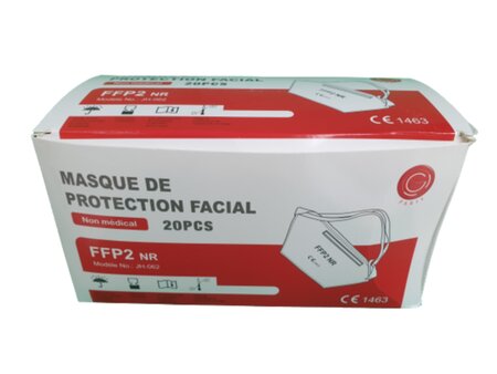 Boîte de 20 masques FFP2 - Forme bec de canard - Coloris blanc