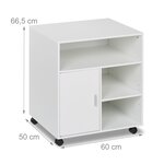 Caisson de bureau mobile pratique rangement imprimante 65 x 40 x 80 cm en bois blanc 13_0016056
