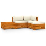 vidaXL Salon de jardin 4 Pièces avec coussins Bois d'acacia solide