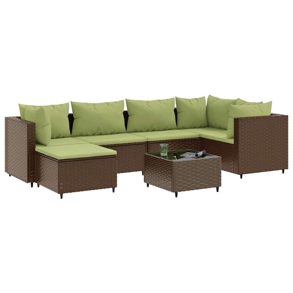 vidaXL Salon de jardin avec coussins 7 Pièces marron résine tressée