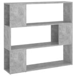 vidaXL Bibliothèque/Séparateur de pièce Gris béton 100x24x94 cm