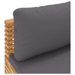 vidaXL Canapé central de jardin coussins Gris foncé Bois teck massif