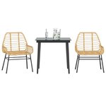 vidaXL Ensemble à manger de jardin 3Pièces marron résine tressée verre