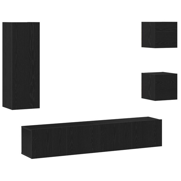 vidaXL Ensemble TV 5 pièces en bois noir chêne